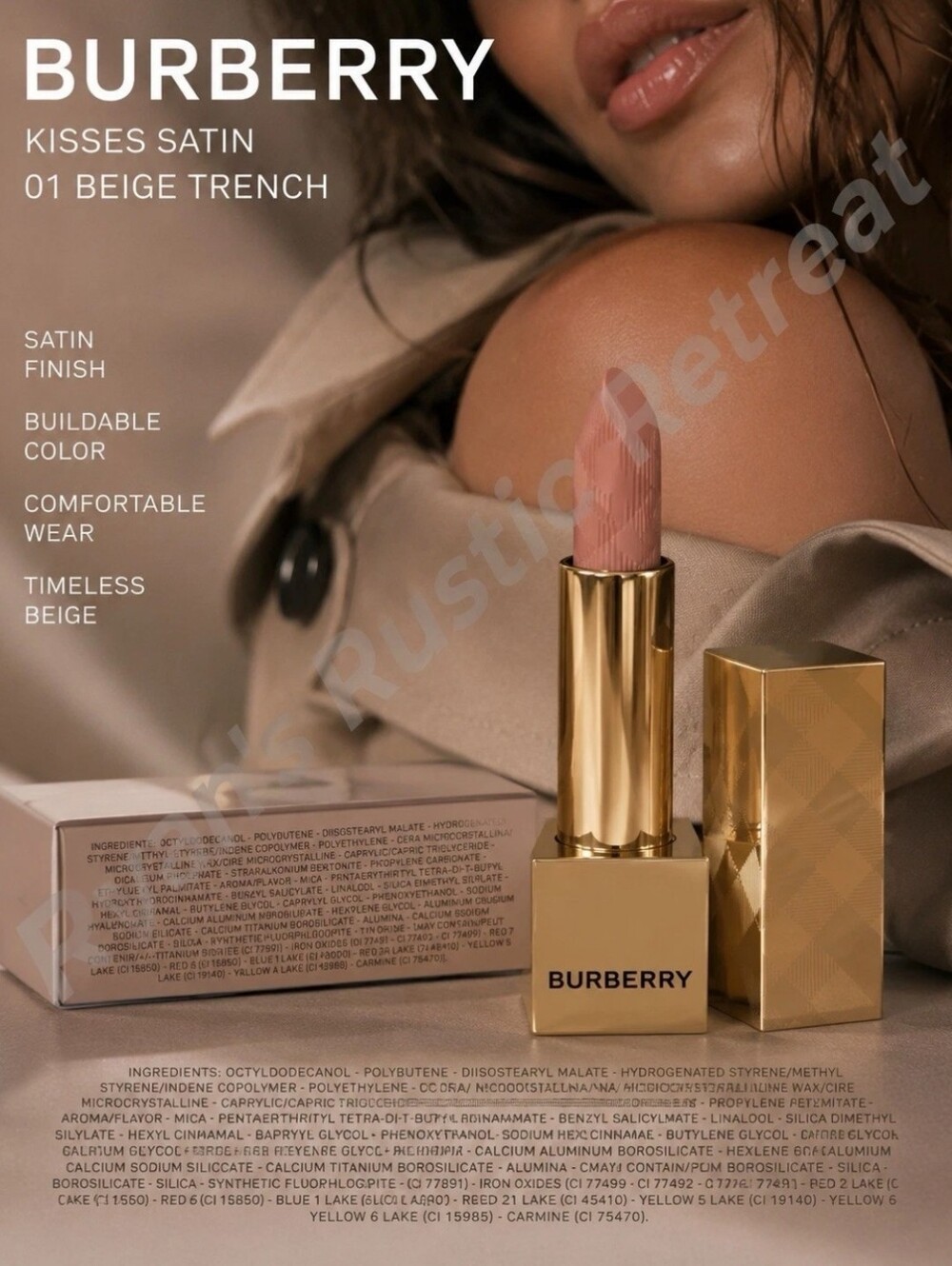 🙈Burberry Kisses Satin Lip Colour - 01 Beige Trench
